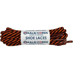 Black Orange T621 5mm Round Cord Twisted Spiral Shoe Laces Kalsi Cords