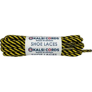 Black Yellow T621 5mm Round Cord Twisted Spiral Shoe Laces Kalsi Cords
