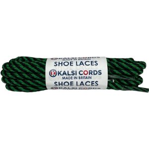 Emerald Green Black T621 5mm Rounc Cord Twisted Spiral Shoe Laces Kalsi Cords