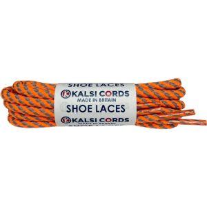 Light Grey Flo Orange T621 5mm Round Cord Twisted Spiral Shoe Laces Kalsi Cords