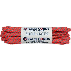 Light Grey Flo Pink T621 5mm Round Cord Twisted Spiral Shoe Laces Kalsi Cords