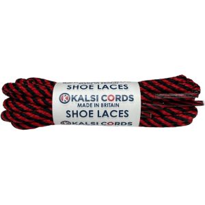 Red Black T621 5mm Round Cord Twisted Spiral Shoe Laces Kalsi Cords