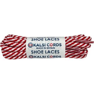 Red White T621 5mm Round Cord Twisted Spiral Shoe Laces Kalsi Cords