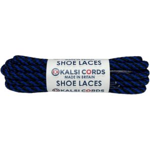 Royal Blue Black T621 5mm Round Cord Twisted Spiral Shoe Laces Kalsi Cords