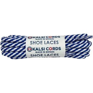 Royal Blue White T621 5mm Round Cord Twisted Spiral Shoe Laces Kalsi Cords