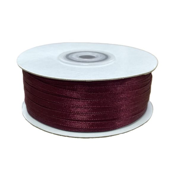 Kalsi Cords | Burgundy 3mm Double-Sided Satin Ribbon 100m