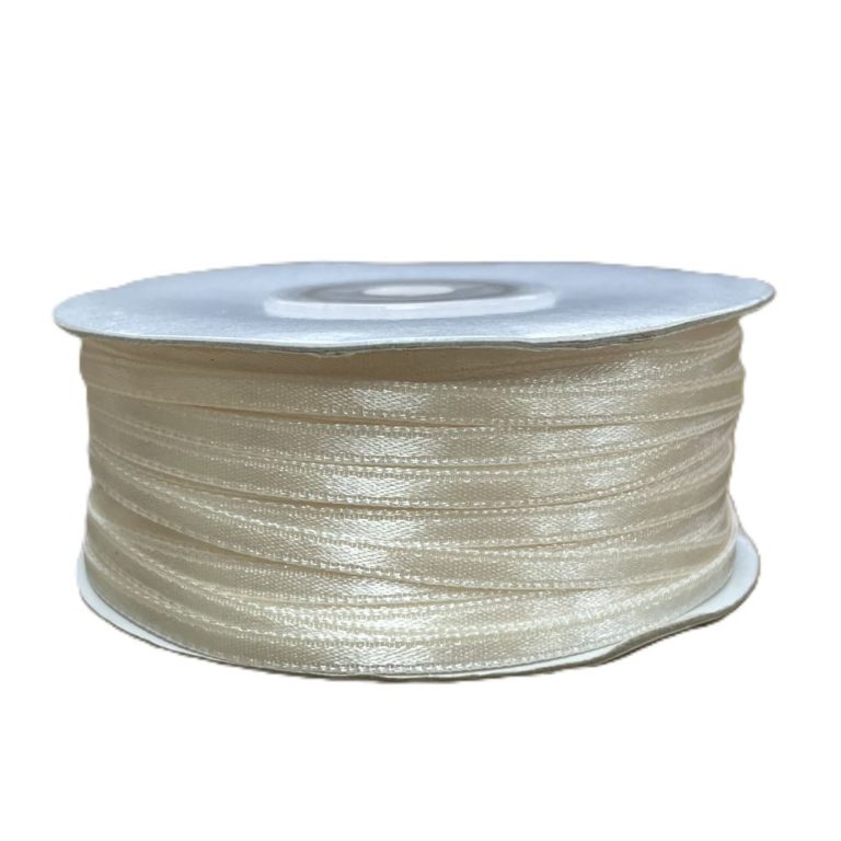 Kalsi Cords | Ivory 3mm Double-Sided Satin Ribbon 100m