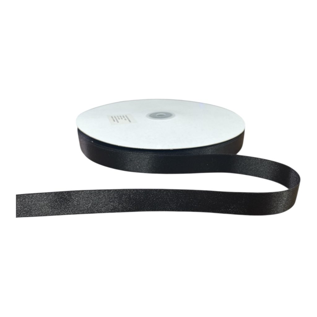 Kalsi Cords Black 145 19mm Double-Sided Satin Ribbon 100M