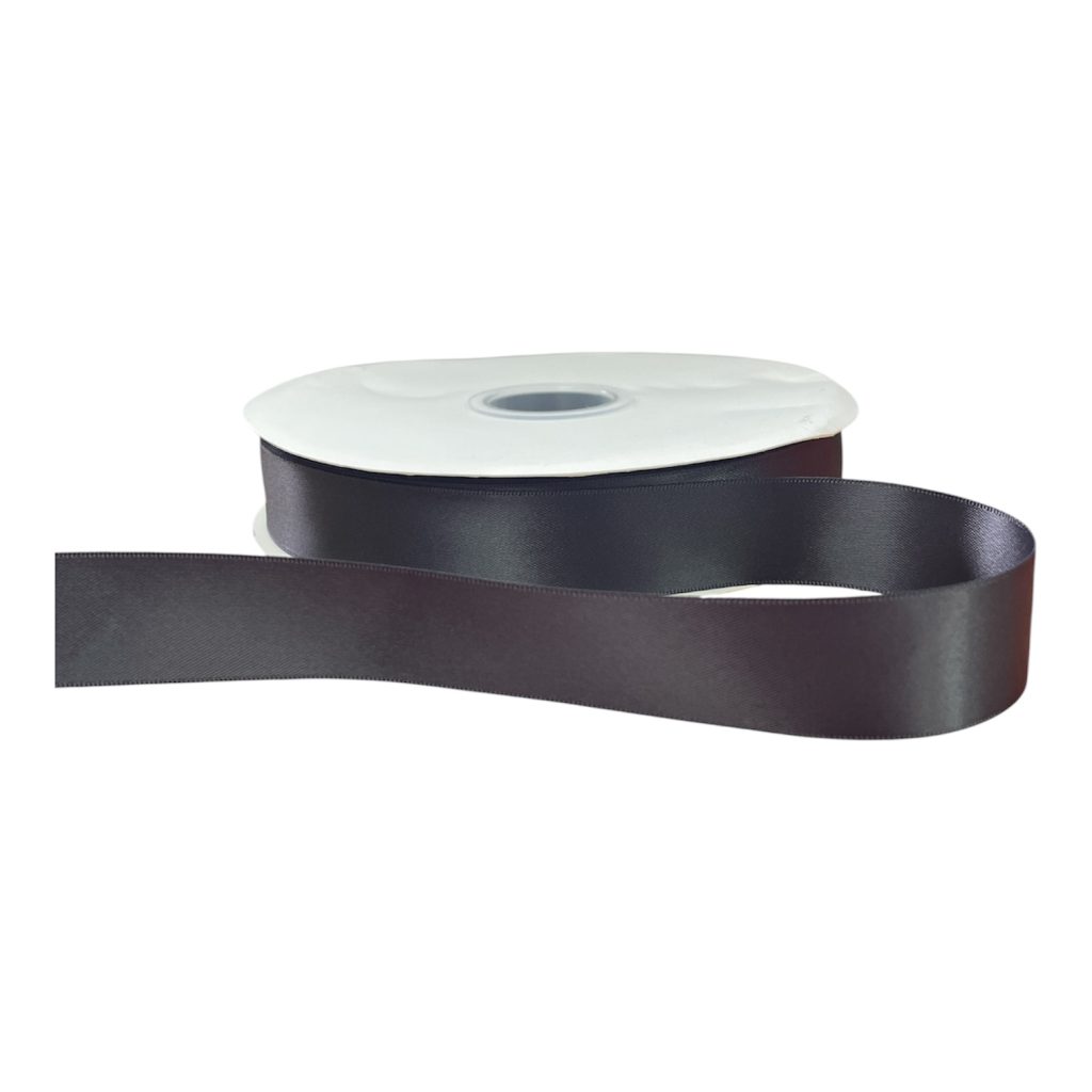 Kalsi Cords Charcoal Grey 77 25mm Double-Sided Satin Ribbon 91m