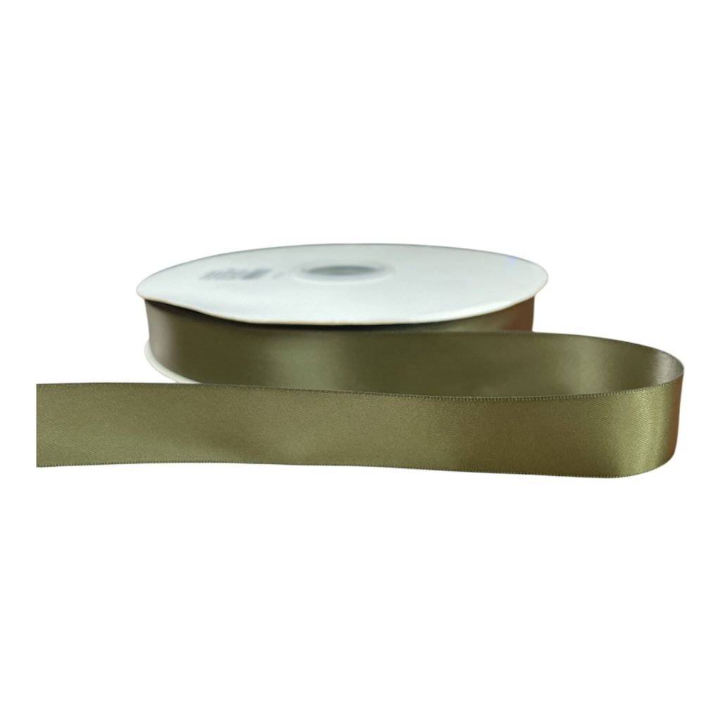 Kalsi Cords Khaki 569 25mm Double-Sided Satin Ribbon 91m