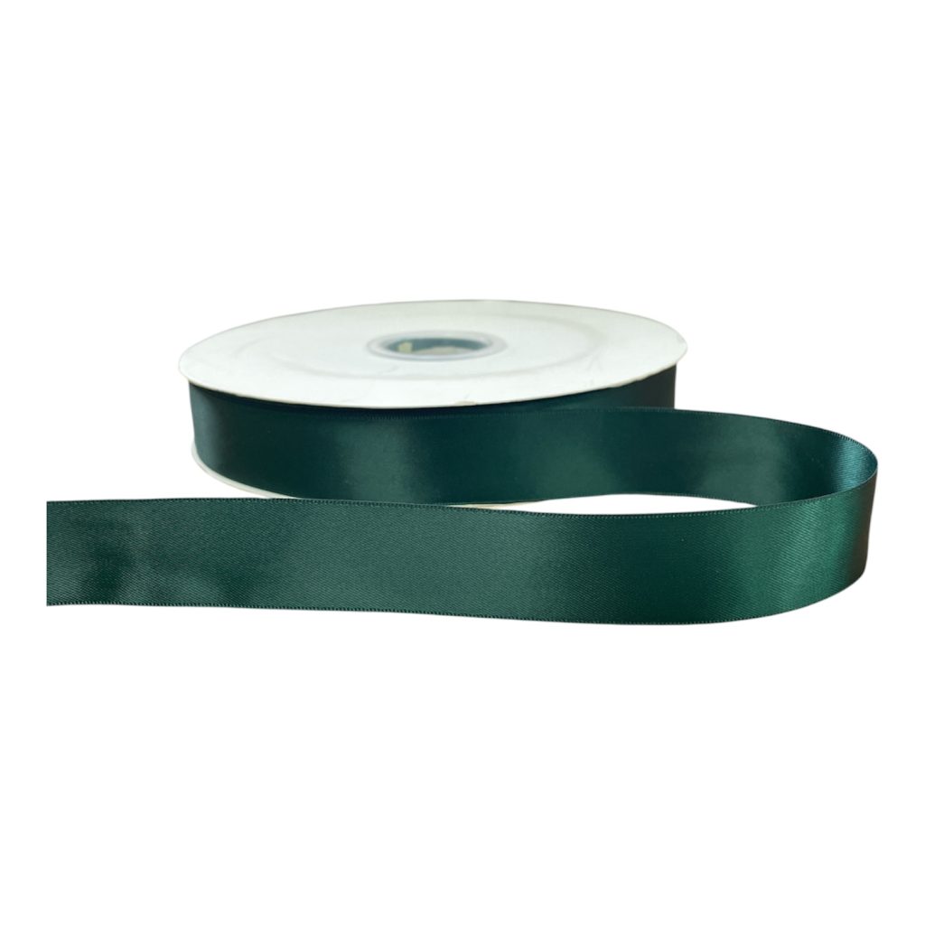 Kalsi Cords Pine Green 593 25mm Double-Sided Satin Ribbon 91m
