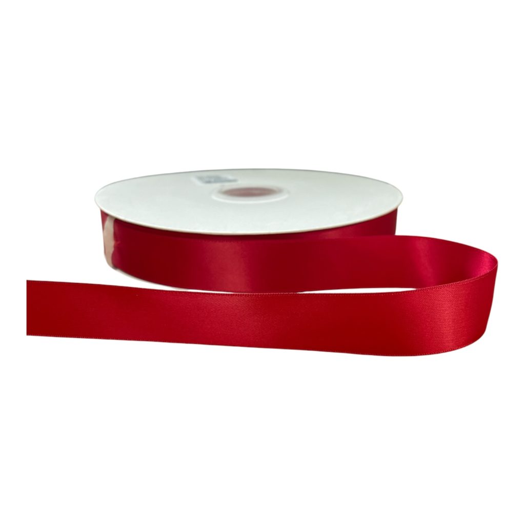 Kalsi Cords Red 250 25mm Double-Sided Satin Ribbon 91m