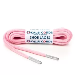 T621 5mm Round Polyester Shoe Laces Baby Pink 1 Silver Metal Tip Kalsi Cords